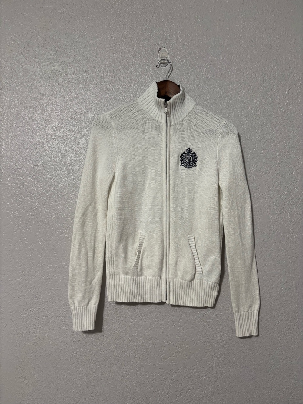 Lauren Ralph Lauren Vintage Full Zip Cardigan with Crest Logo
